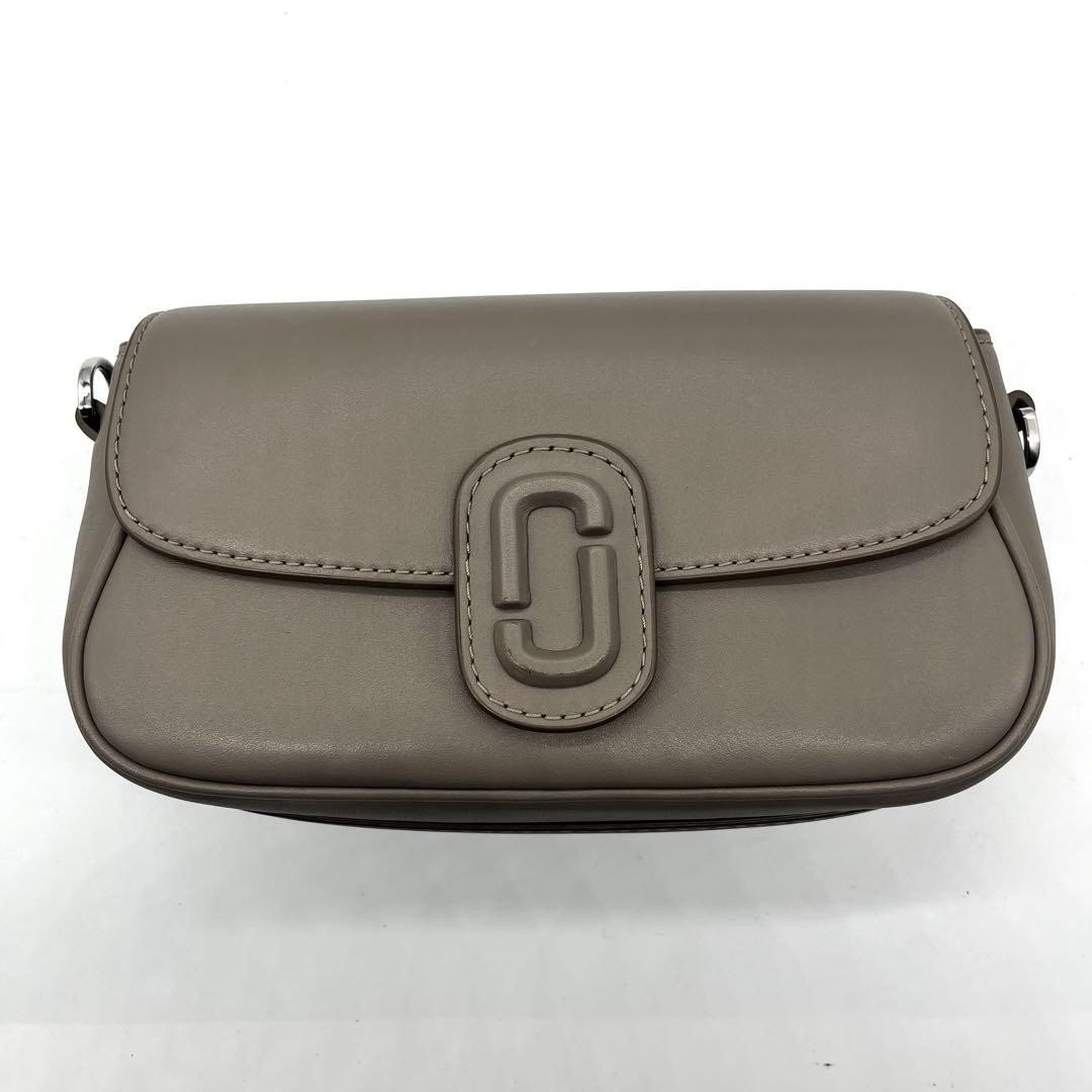 MARC JACOBS The Clover Chain Leather Shoulder Bag Greige Compact 22cm Authentic