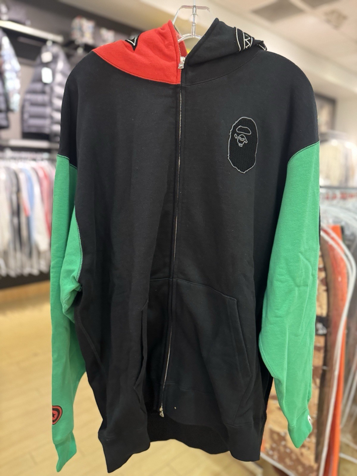 BAPE Black & Green United Arab Emirates Shark Full Zip Hoodie Black Size XL