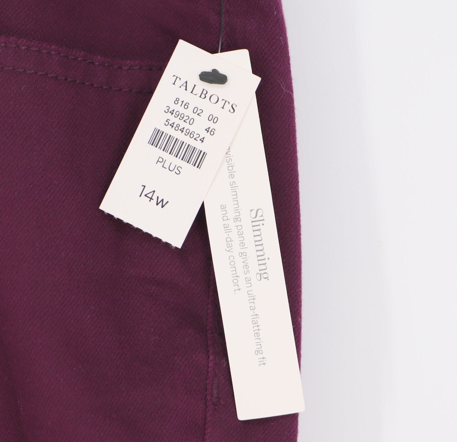 NWT TALBOTS Slim Ankle Jeans Burgundy Size 14W