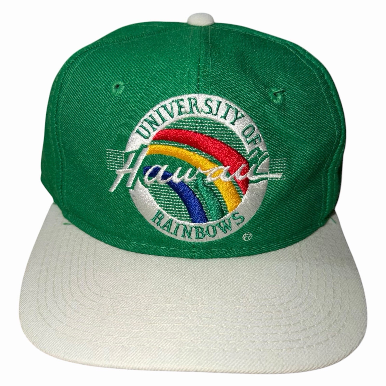 Vintage 90s University of Hawaii Rainbow Warriors The Game Hat Circle Logo 7 1/4