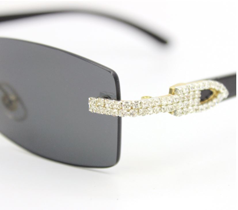 Diamond Sunglasses BUFF’S BLUE lens gold Buffs Retro vintage Hip Hop rapper Iced
