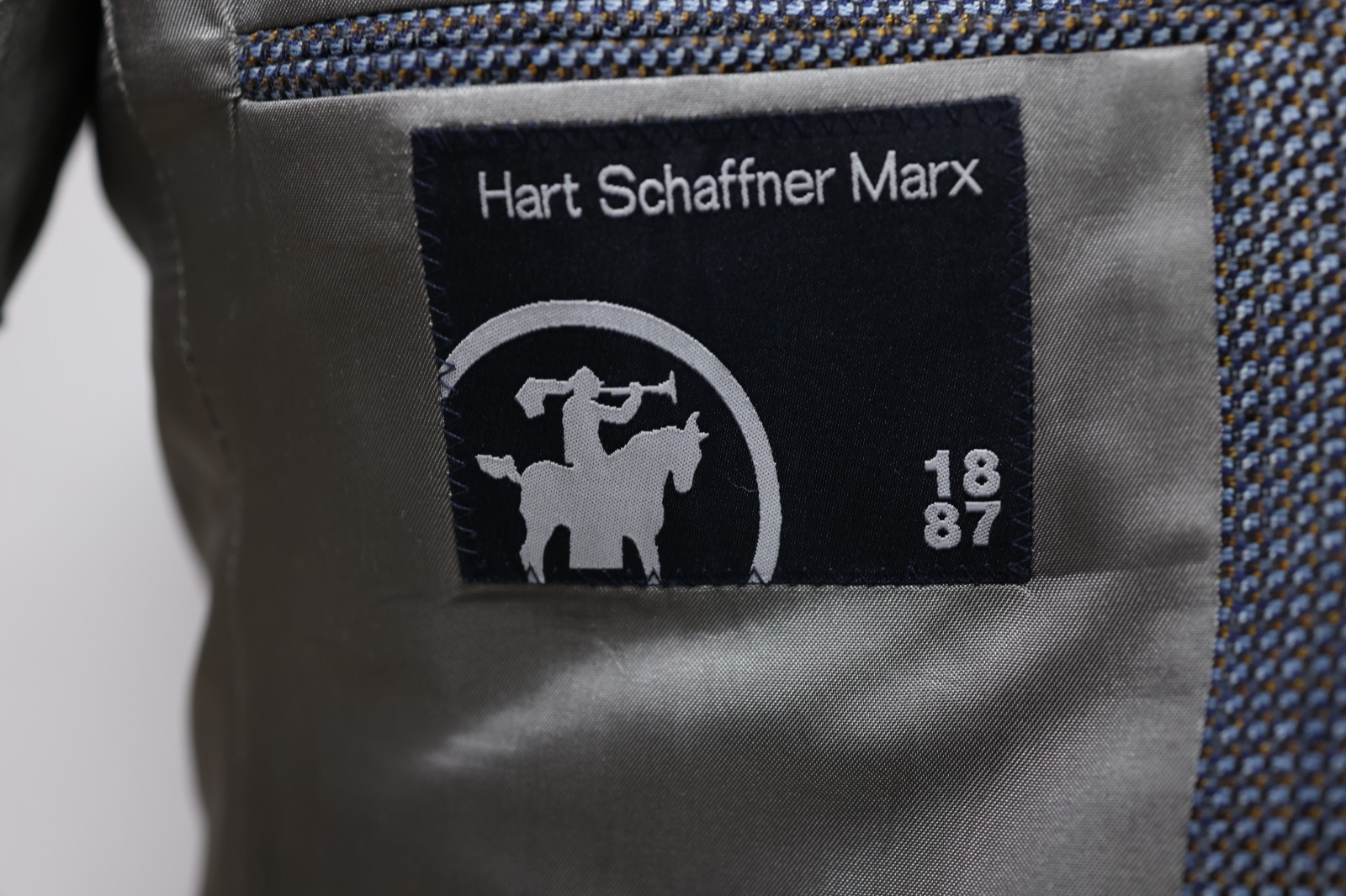 HART SCHAFFNER MARX mens blue patterned sport coat suit jacket blazer 42 L