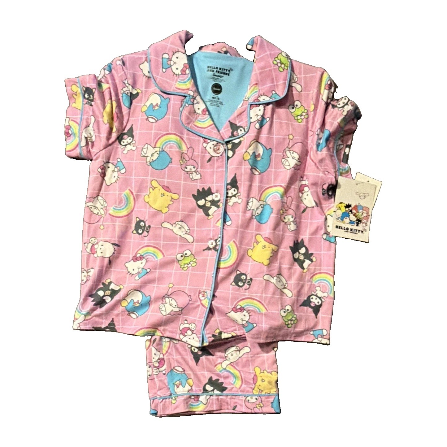 Hello Kitty and Friends 2pc Pink Fleece Pajama Set Flame Resistant M 7/8