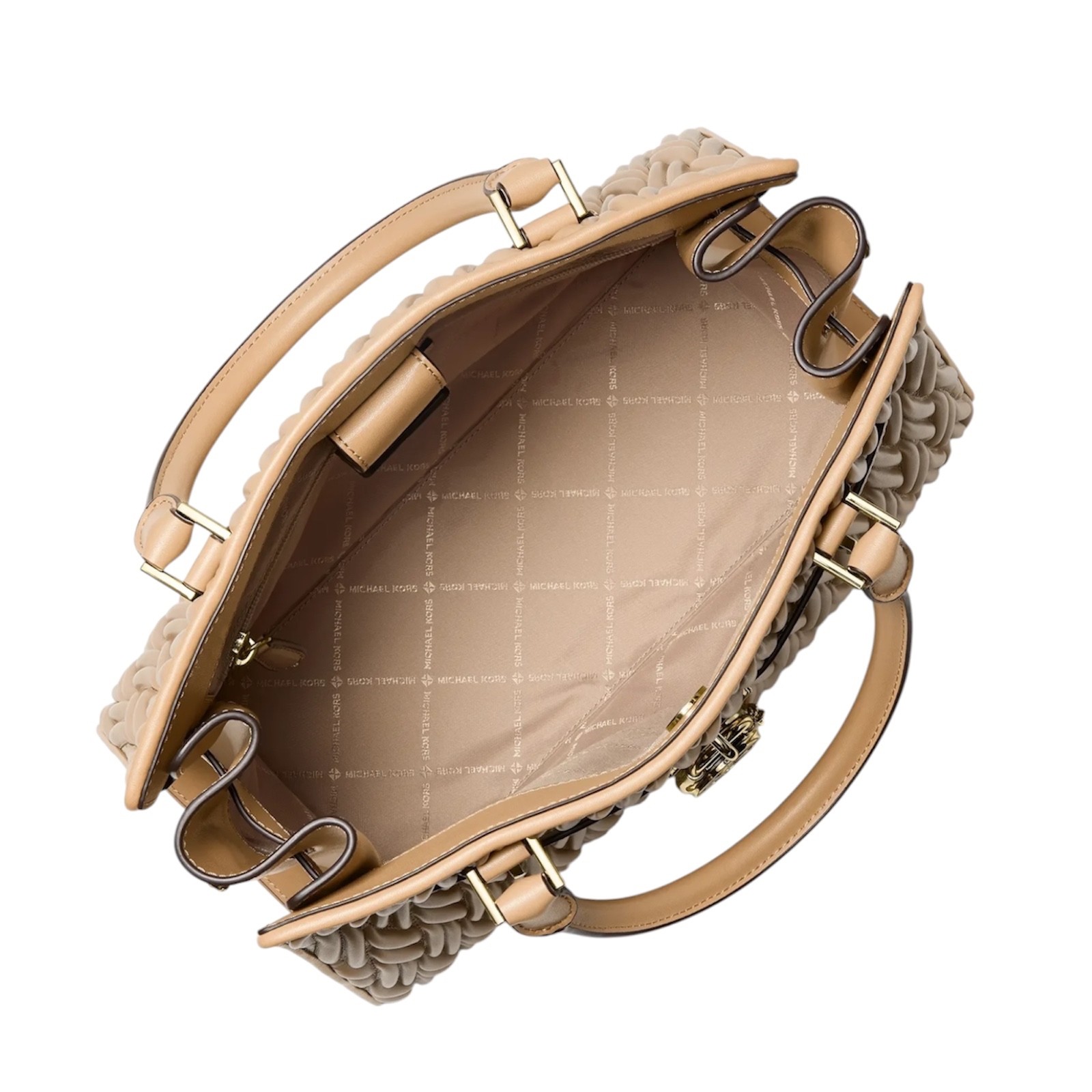 Michael Kors Hamilton Medium Matelassé Satchel Bag Camel