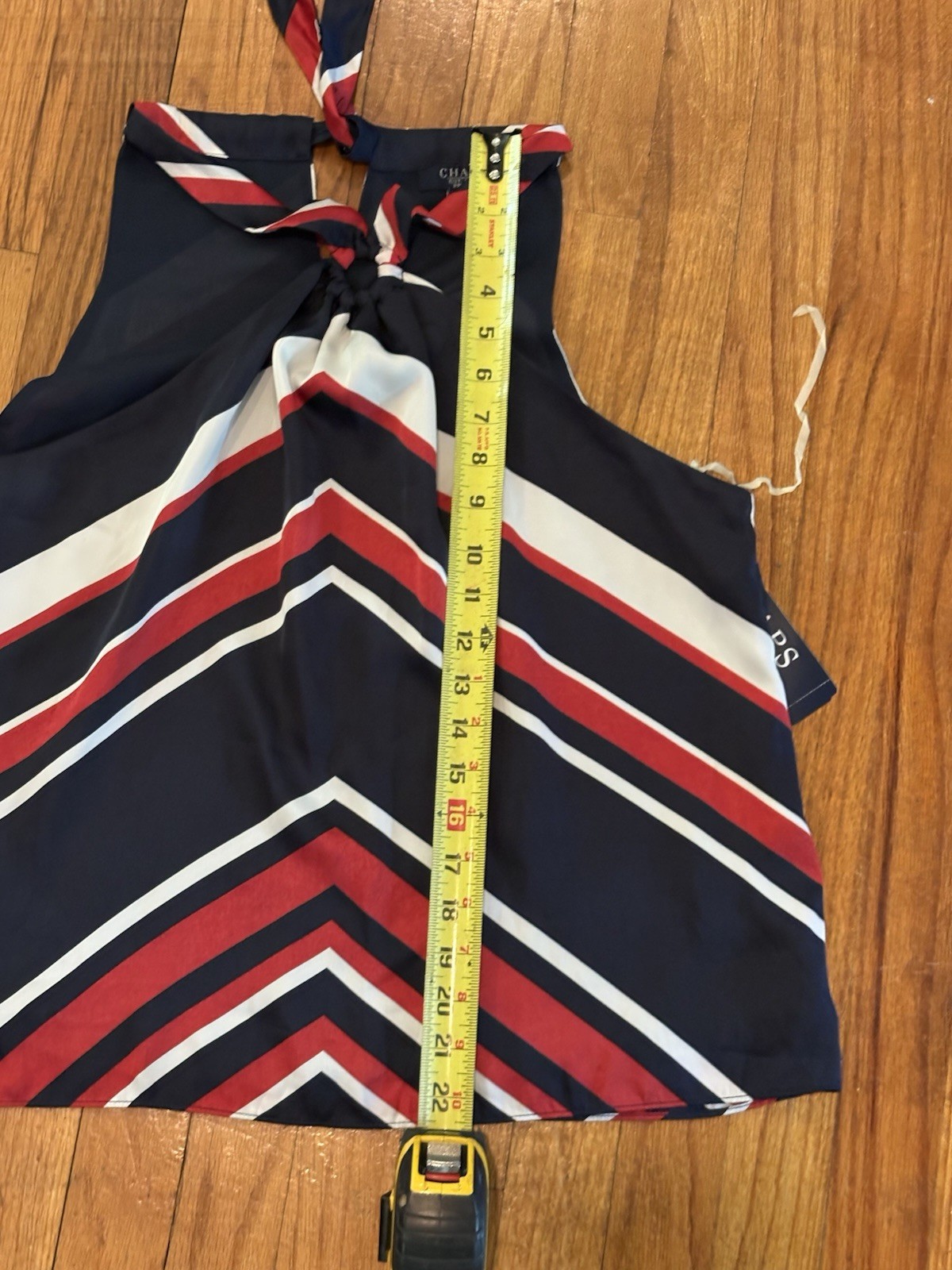 Chaps Women’s Navy Red White Striped Halter Tie Neck Top Petite PXL