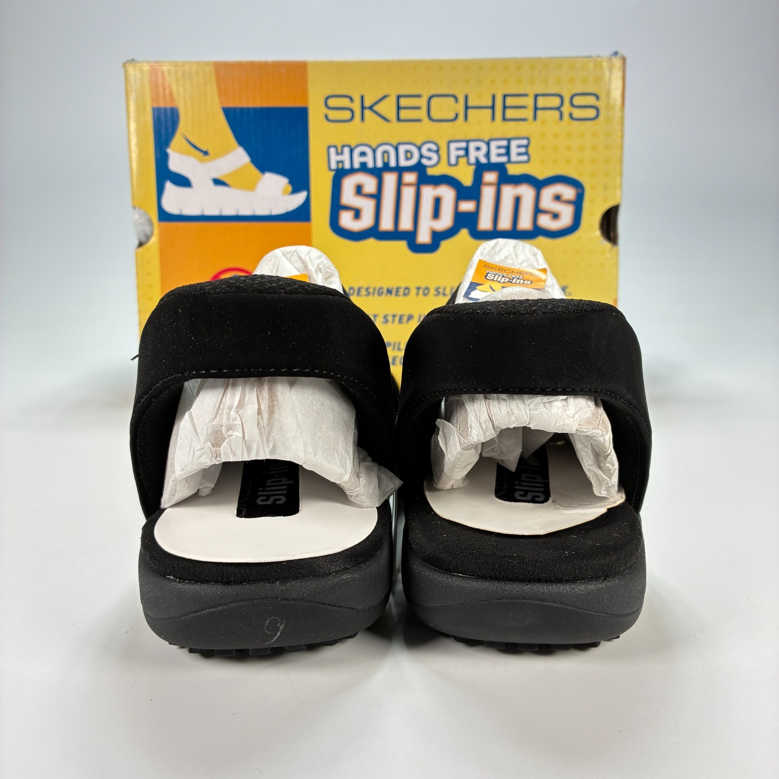 Skechers Slip-ins Reggae Slim Daily Vibe Black Casual Sandals 164038 Womens Sz 9
