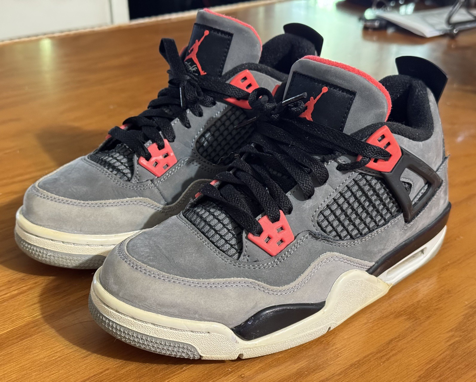 Nike Air Jordan 4 Retro Sneakers Dark Grey/Infrared 23-Black 408452-061 Size 5.5