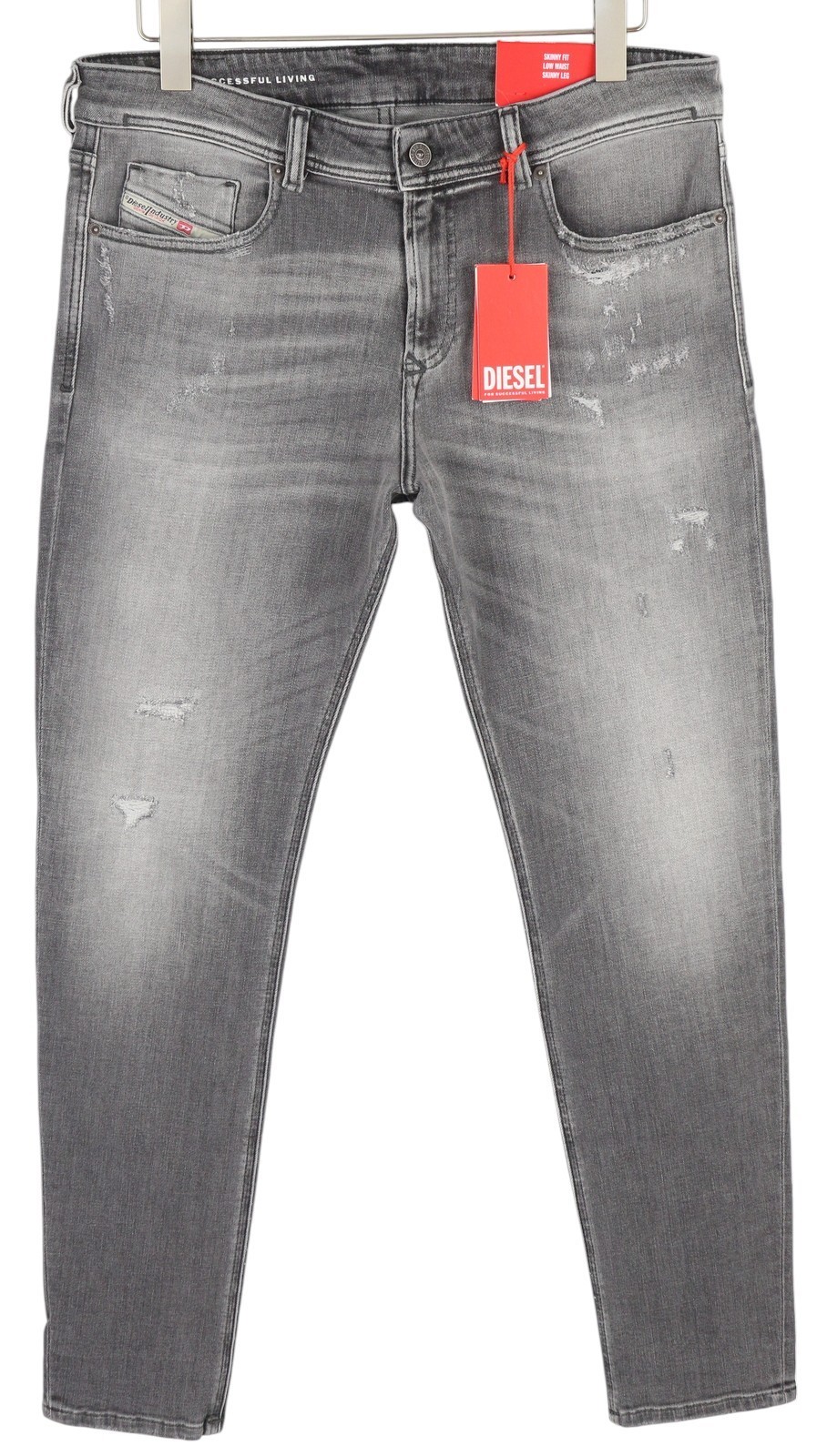 DIESEL 1979 Sleenker 09H70 Men Jeans W32/L32 Skinny Grey Distress Low RRP250 *