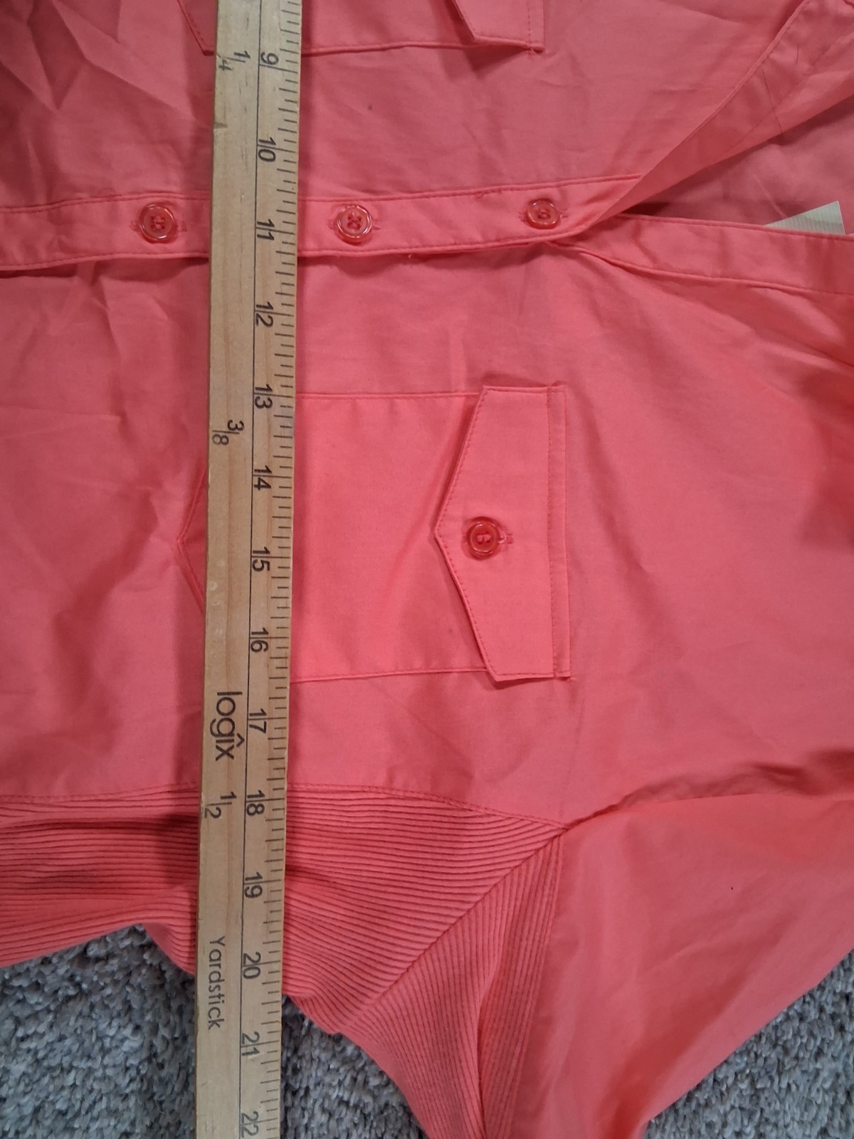 Hester & Orchard XL Womens 3/4 Sleeve Button Up Shirt Coral Roll Tab NWOT