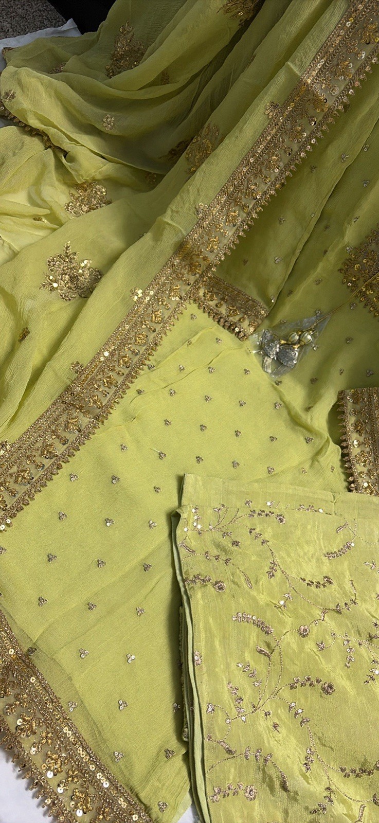 Indian Pakistani Traditional Mehndi Wedding Party Wear Salwar Kameez Suit M New