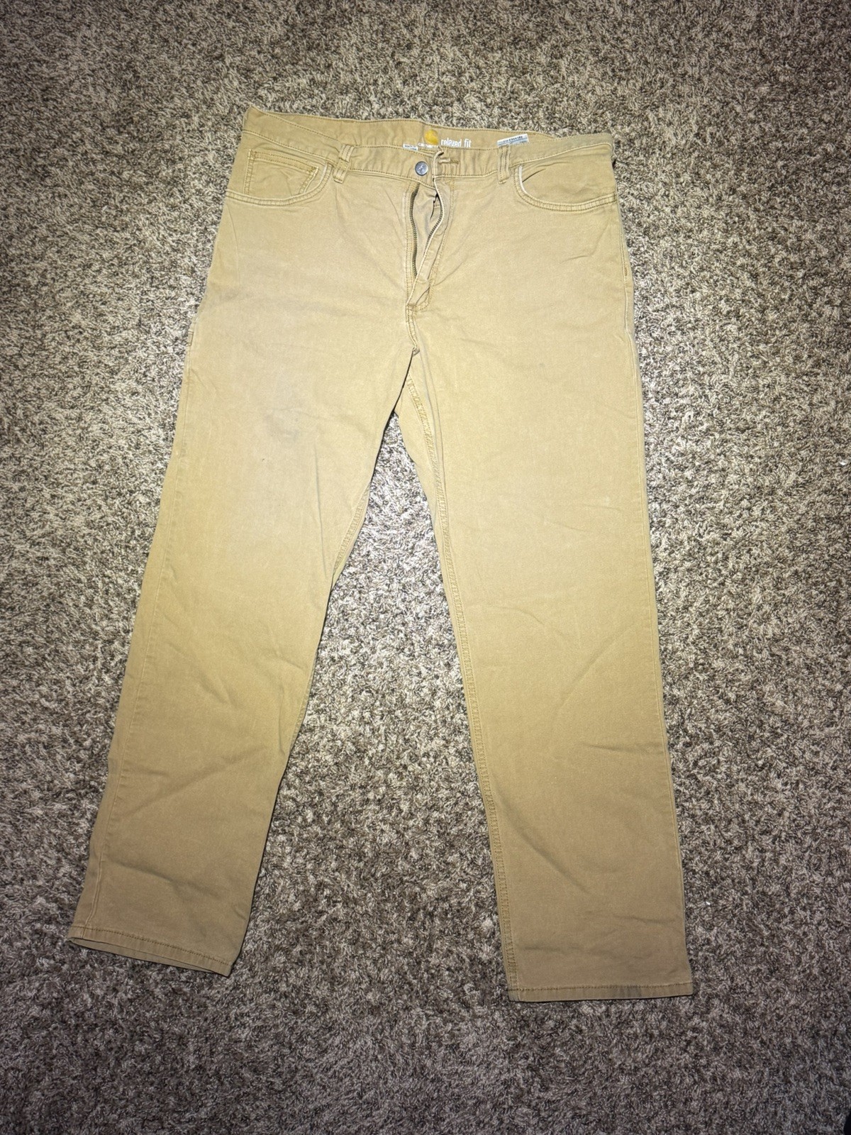 Carhartt Relaxed Fit Canvas Work Pants Tan 38×32 102517-918 Mens Khaki Duck