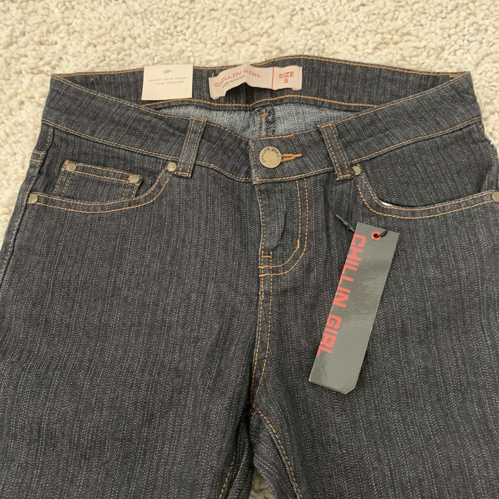 Chillin Girl Jeans Juniors Sz 5 Dark Wash Stretch Skinny Cotton Blend NEW