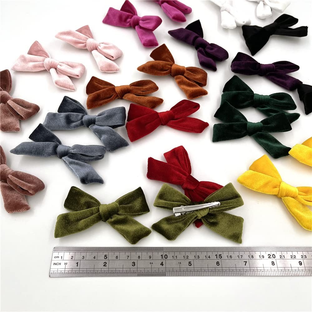 24 Pieces Velvet Bow Hair Clips Barrettes for Baby Girl Hair Bows Alligator C…