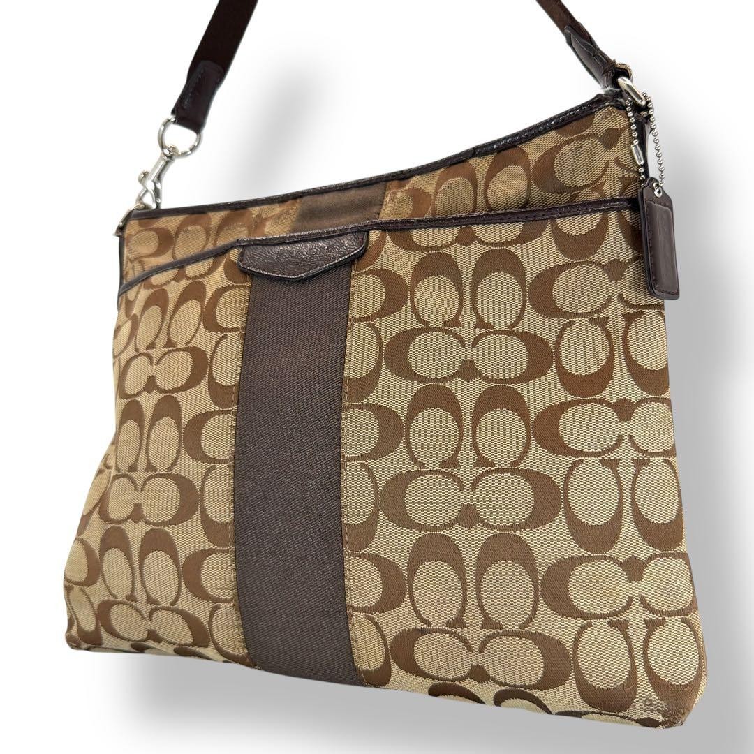 Coach Signature C1432 F28502 Shoulder Bag Canvas Brown Authentic F051181