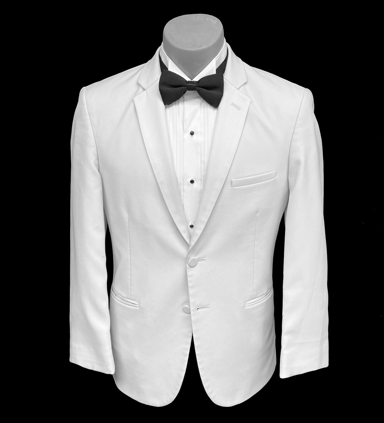 Men’s Jean Yves White Tuxedo Jacket Two Button Modern Fitted Slim Fit Size 40R