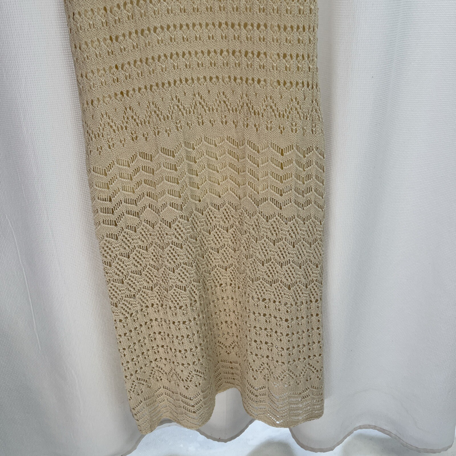 Jessica Simpson Cottagecore Crochet Ruffle Sleeve Fairy Ivory Maxi Dress Large