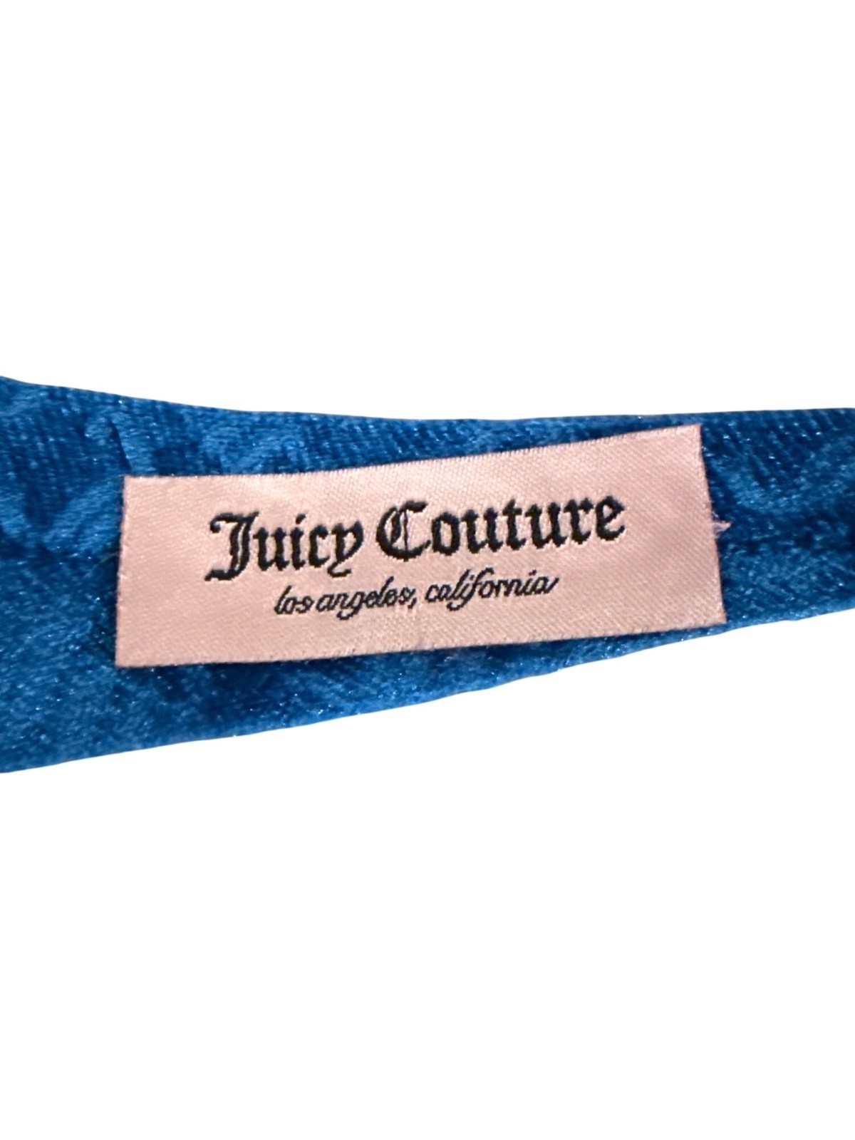 Juicy Couture Blue Velour Embossed Headband Logo Pink Tag Soft+Velvety+Spa-Type