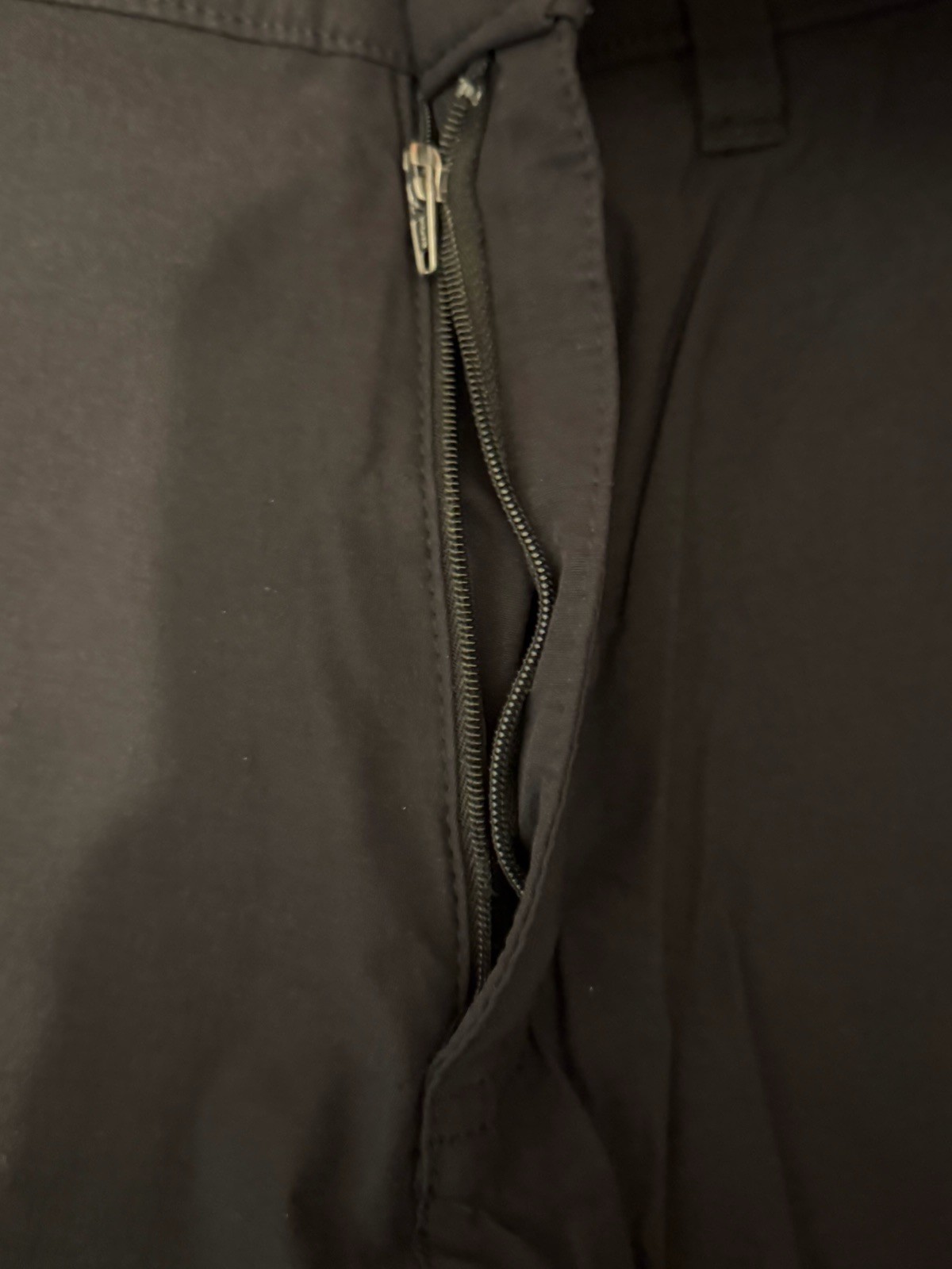 EDDIE BAUER HORIZON GUIDE CHINO PERFORMANCE PANTS BLACK MEN 33×30 BAD FLY ZIPPER