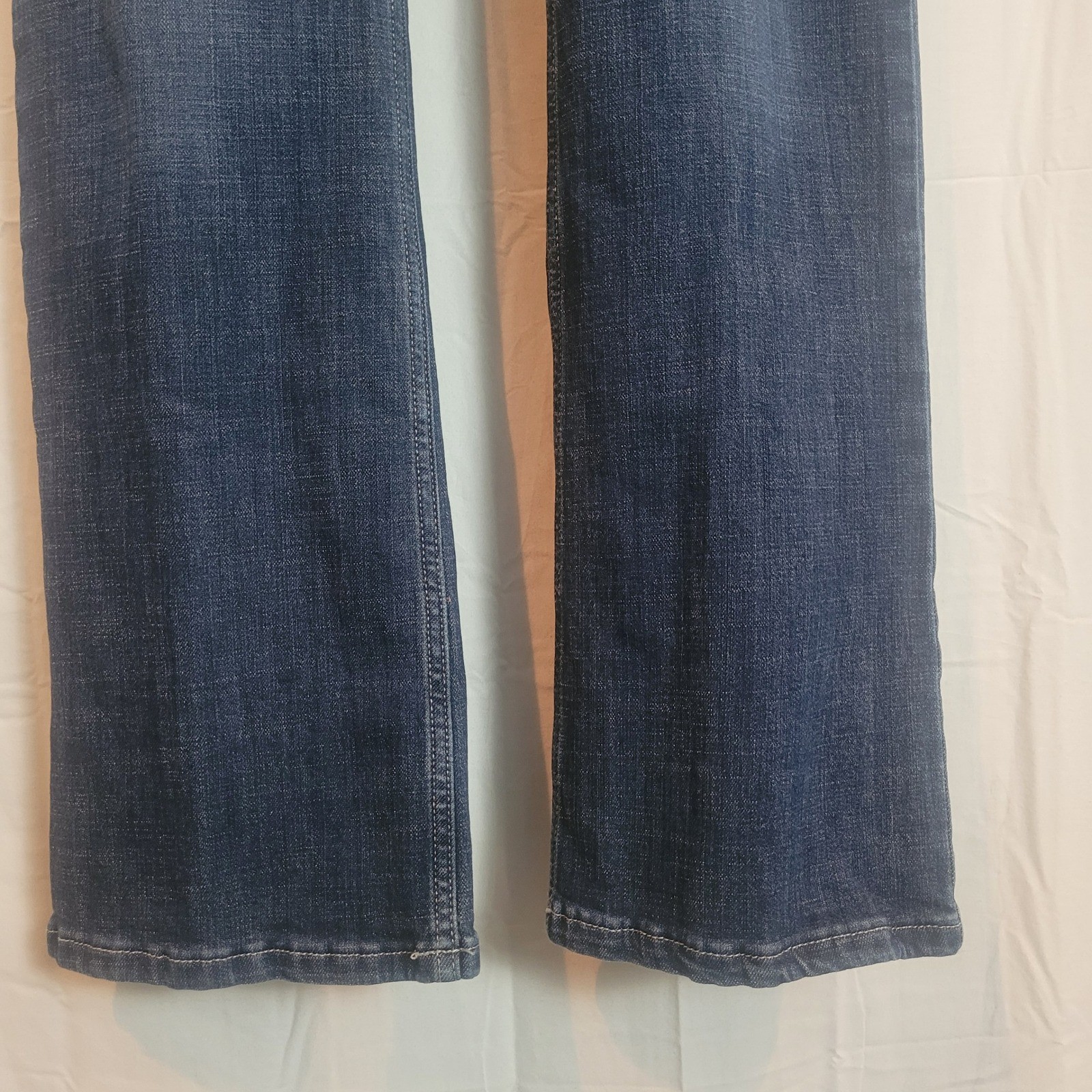 Wrangler Womens Dark Wash Bootcut Jeans Mid Rise Stretch Size 7×34 Western Boho