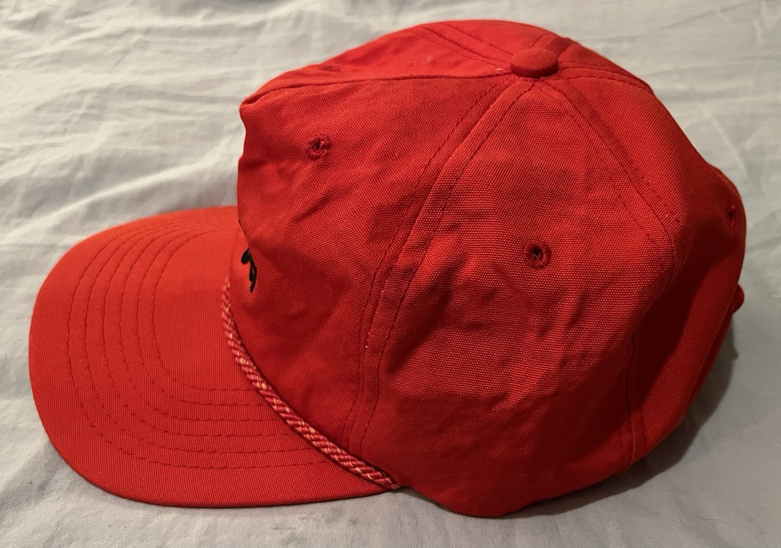 Vintage Wrangler Strapback Hat Cap Red Rope made in USA cowboy trucker