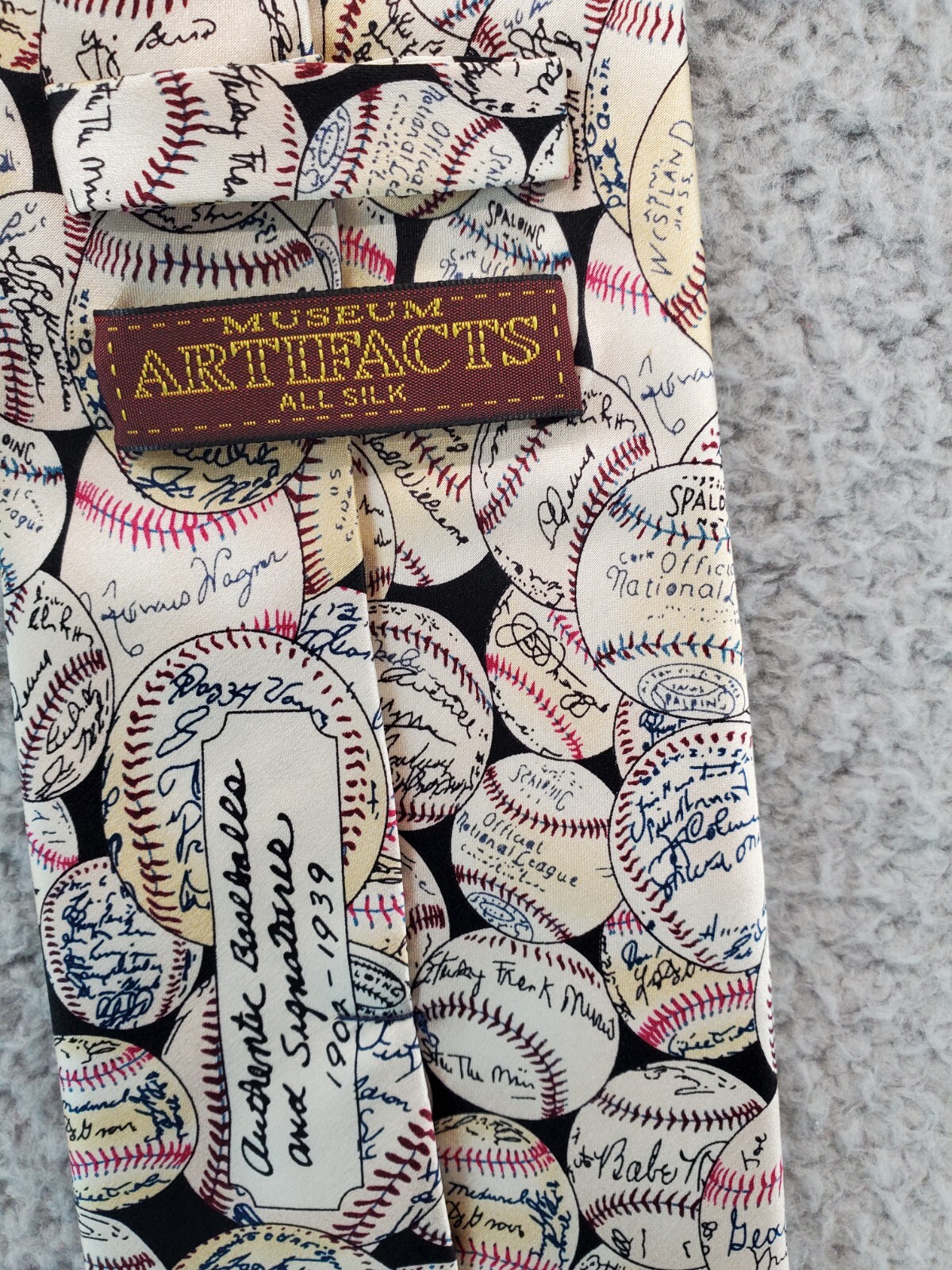 Museum Artifacts 100% Silk Baseball Tie