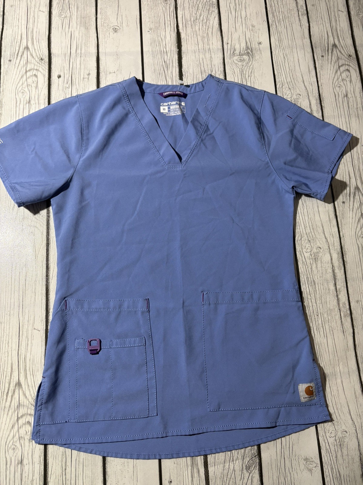 Carhartt Force Scrub Top Womens XS Blue Modern Fit Medical Uniform Workwear nurs