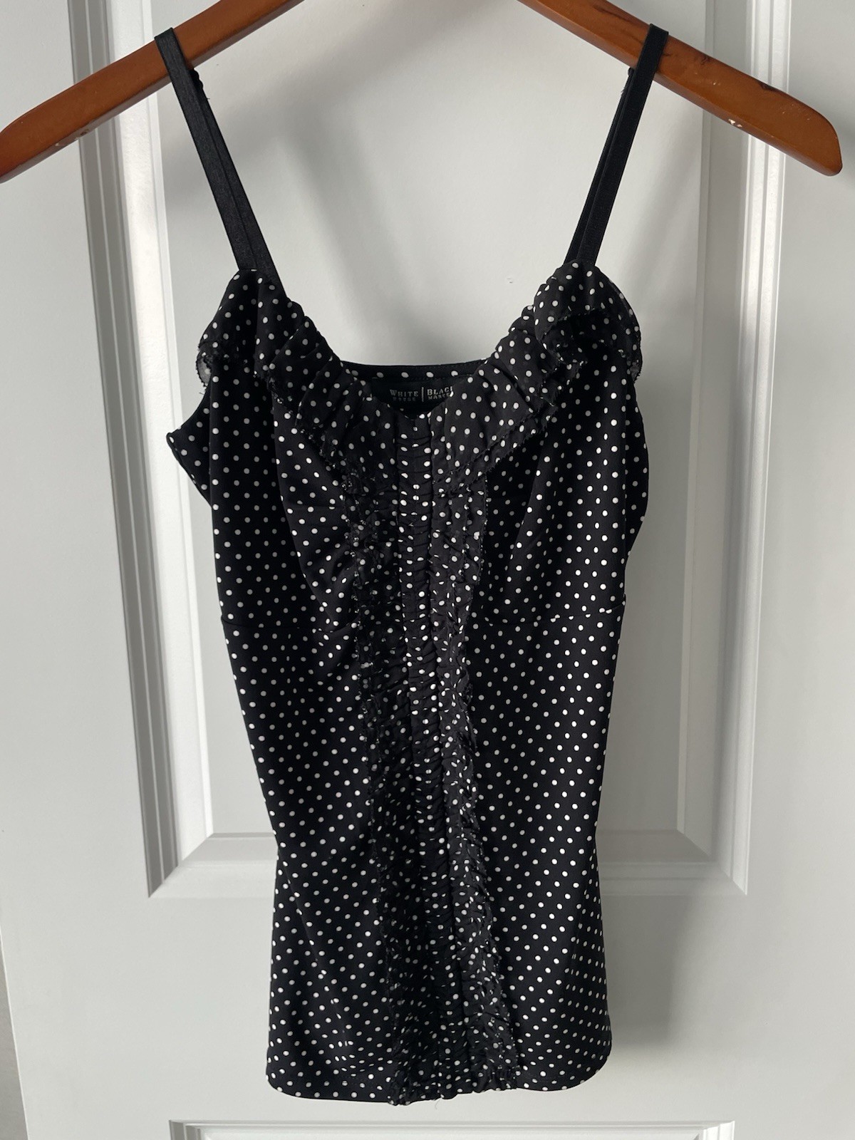 White House Black Market WHBM Black and White Polka Dot Tank Top XXS