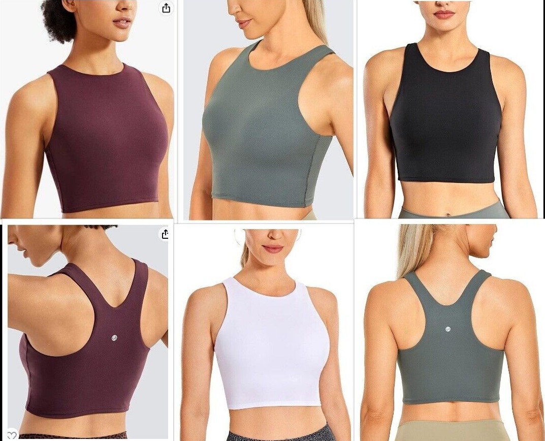 CRZ YOGA Sports Bra – Women’s Padded Racerback Yoga Bra Crop, Long Line, 169