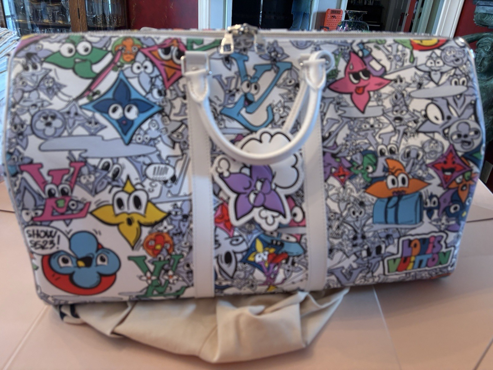 LOUIS VUITTON 2023 Comics White Multi Monogram Keepall Bandouliere 50 BRAND NEW