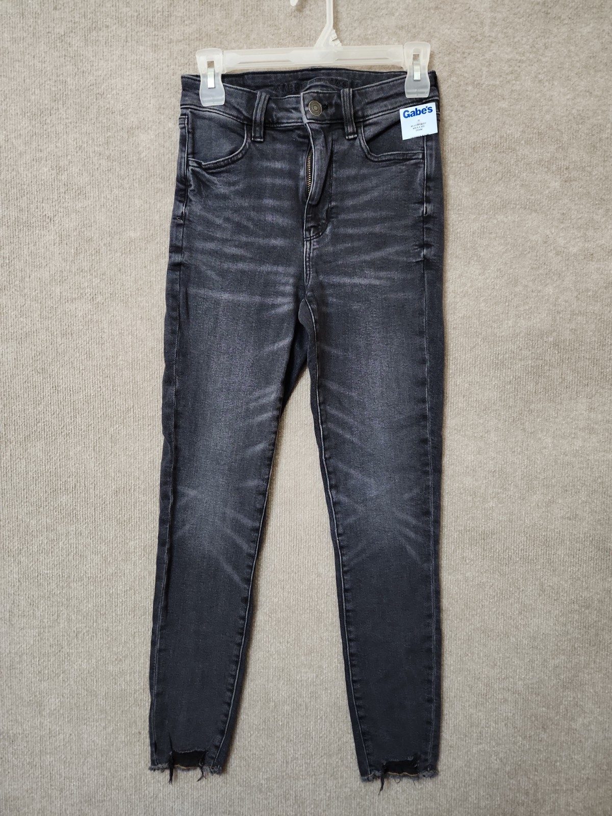 American Eagle Super Stretch Jegging Jeans Womens 4 Black Wash Raw Hem NWOT