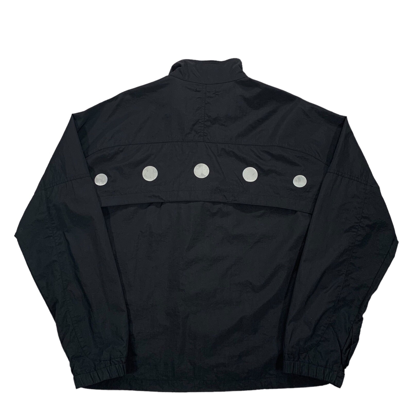 Vintage Futura Laboratories Black & Silver Zip Up Windbreaker Jacket Size Medium