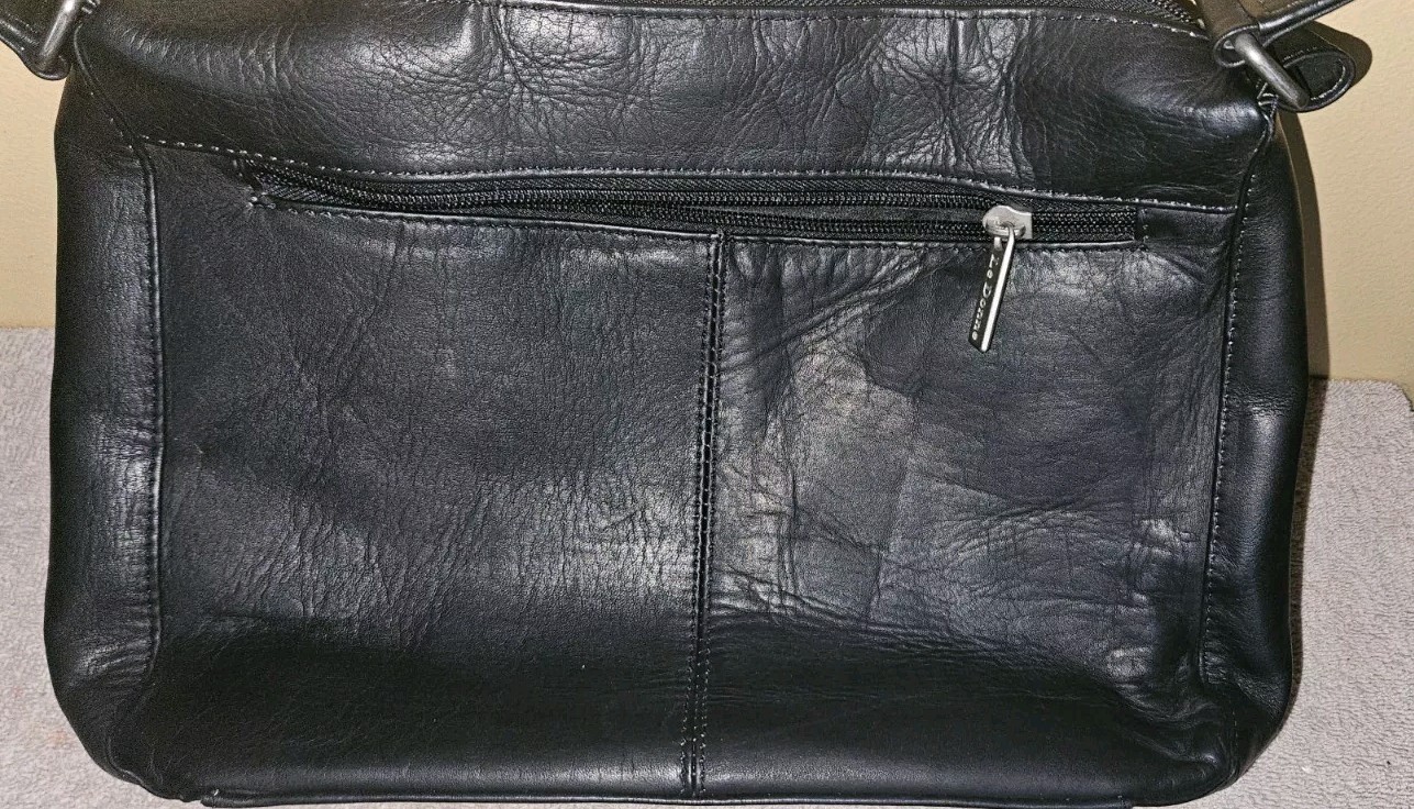 Le Donne Leather Collection Black Leather Hobo Purse Handbag With Strap