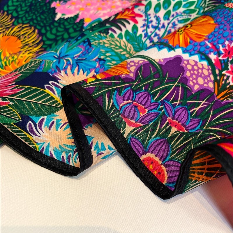 100% Mulberry Silk 20″ square Scarf Women neckerchief Wrap Forest Jungle Zebra