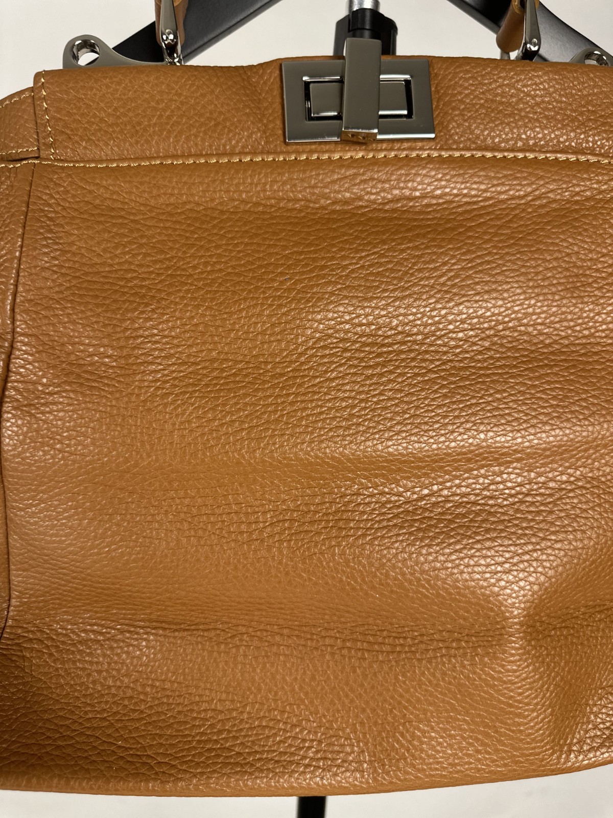 Italian Leather Handbag Carmel Pebbled Leather Top Handle Satchel Purse