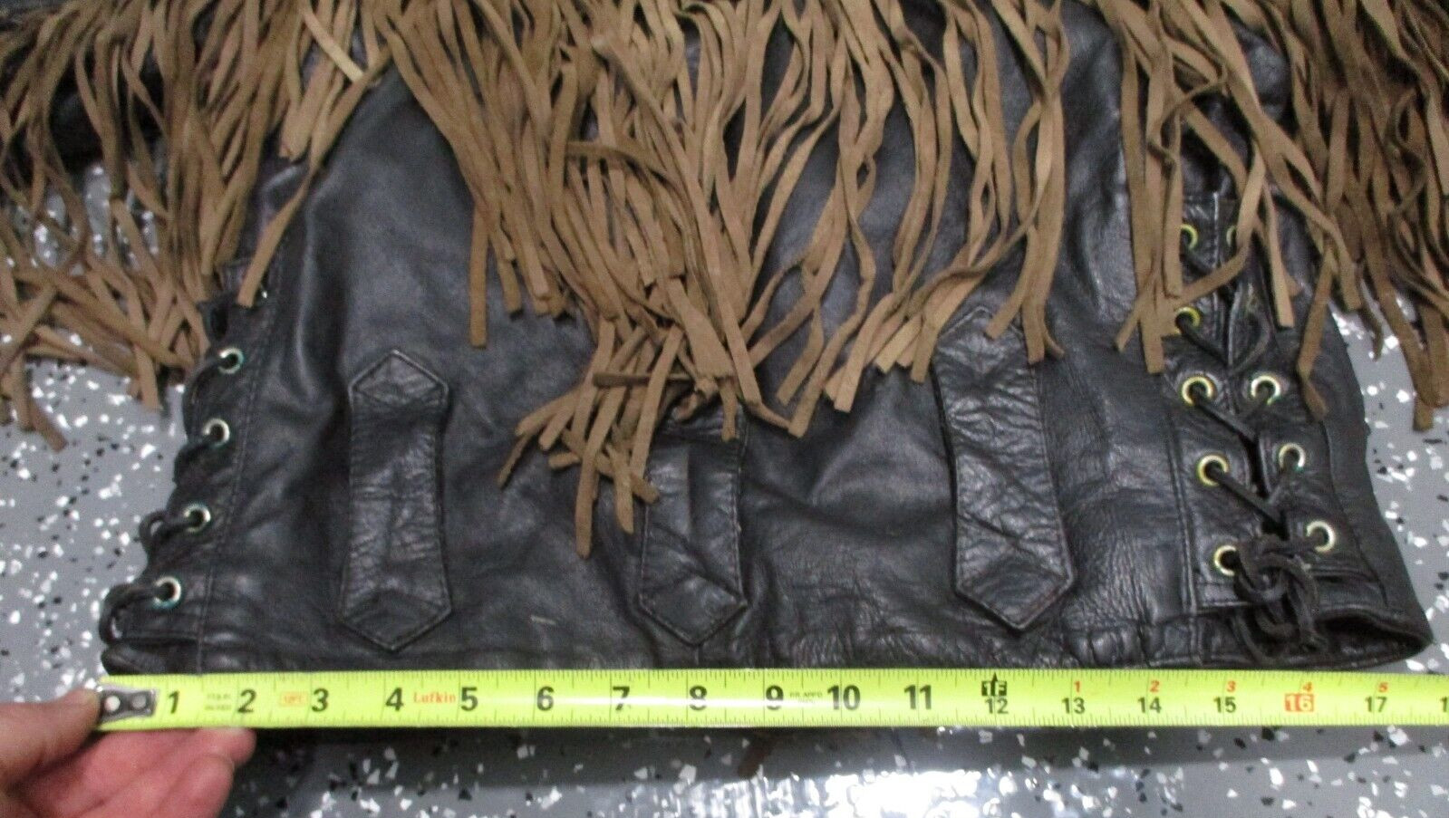 Distressed Fringe Leather Jacket FMC! Black Size Small/Medium Biker Men / Women