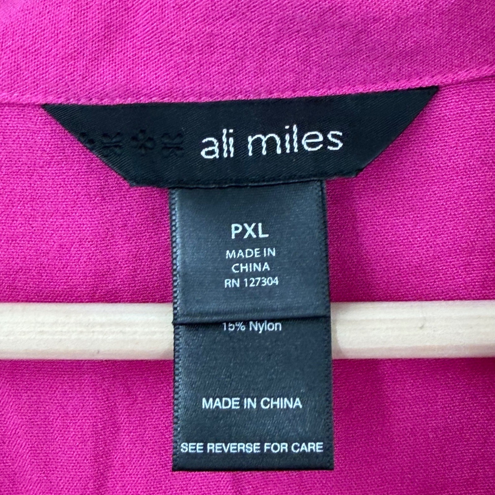 Ali Miles Toggle Button Front Blouse Top Women SZ Petite XL Pink Artsy Lagenlook