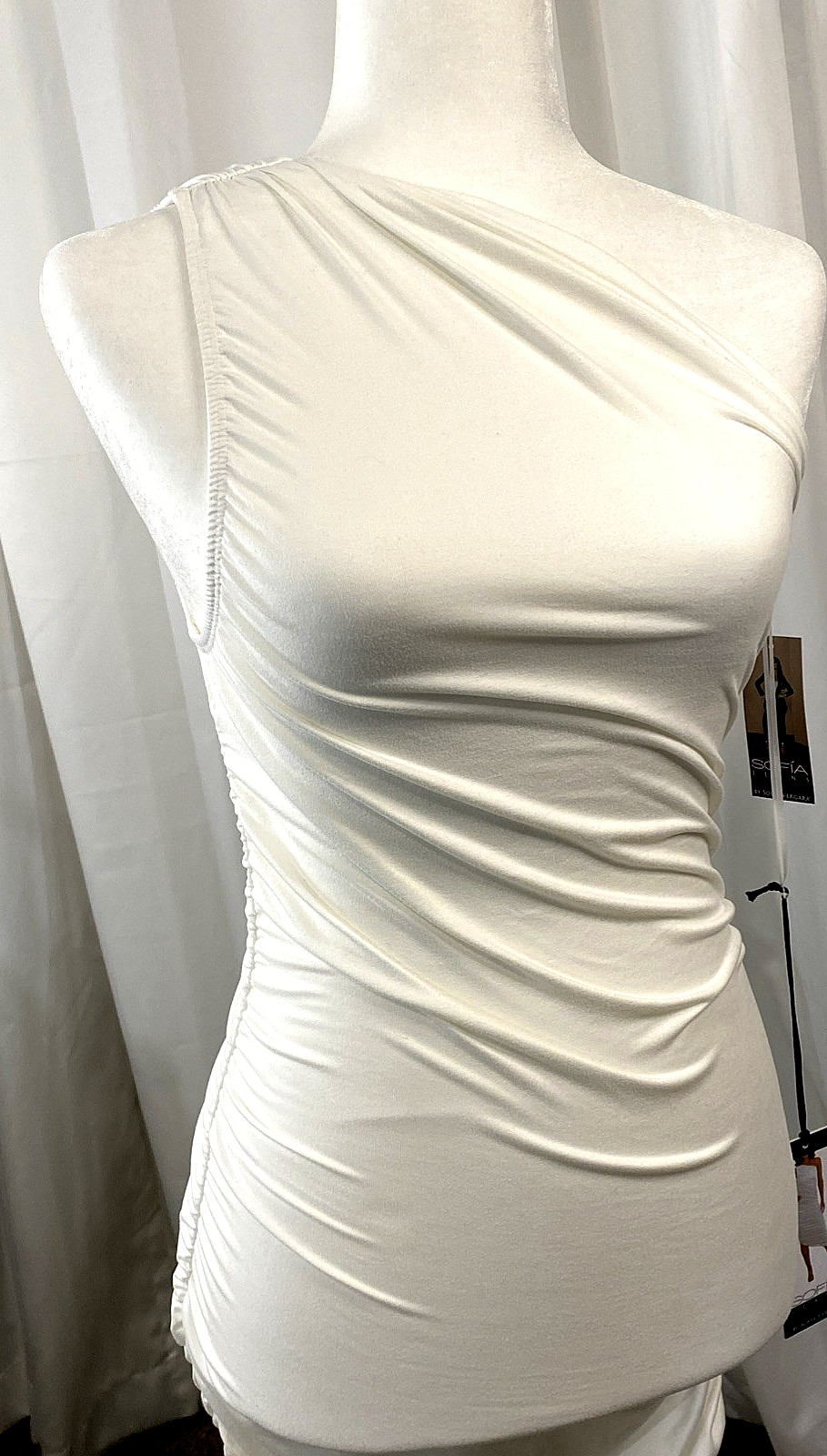 Sofia Vergara Off The Shoulder White Rouched Body Fitted Dress White XS/O-2