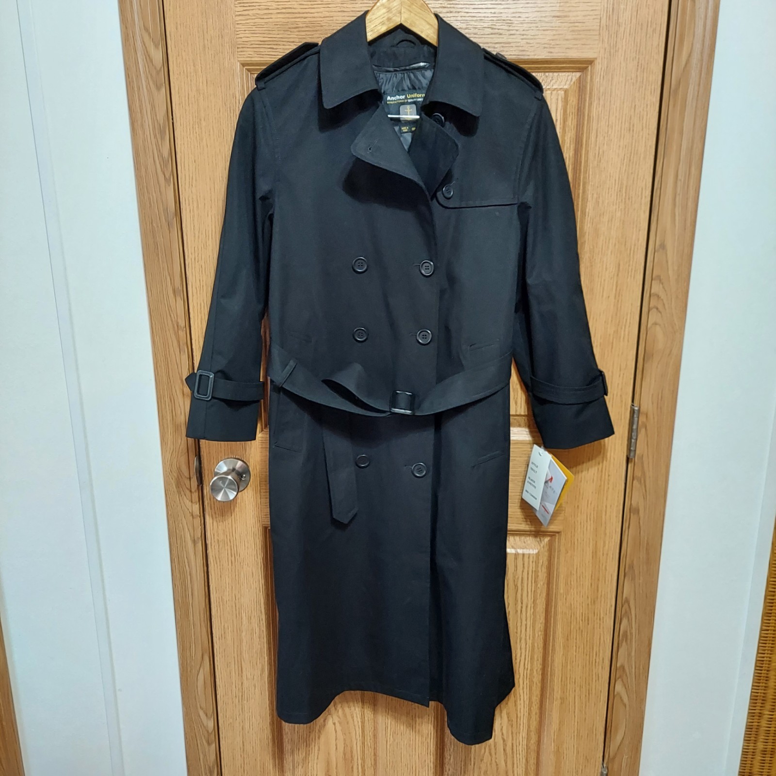 NWT Size 0 Petite Women’s Anchor Uniform 761LT Black Trench Coat Raincoat