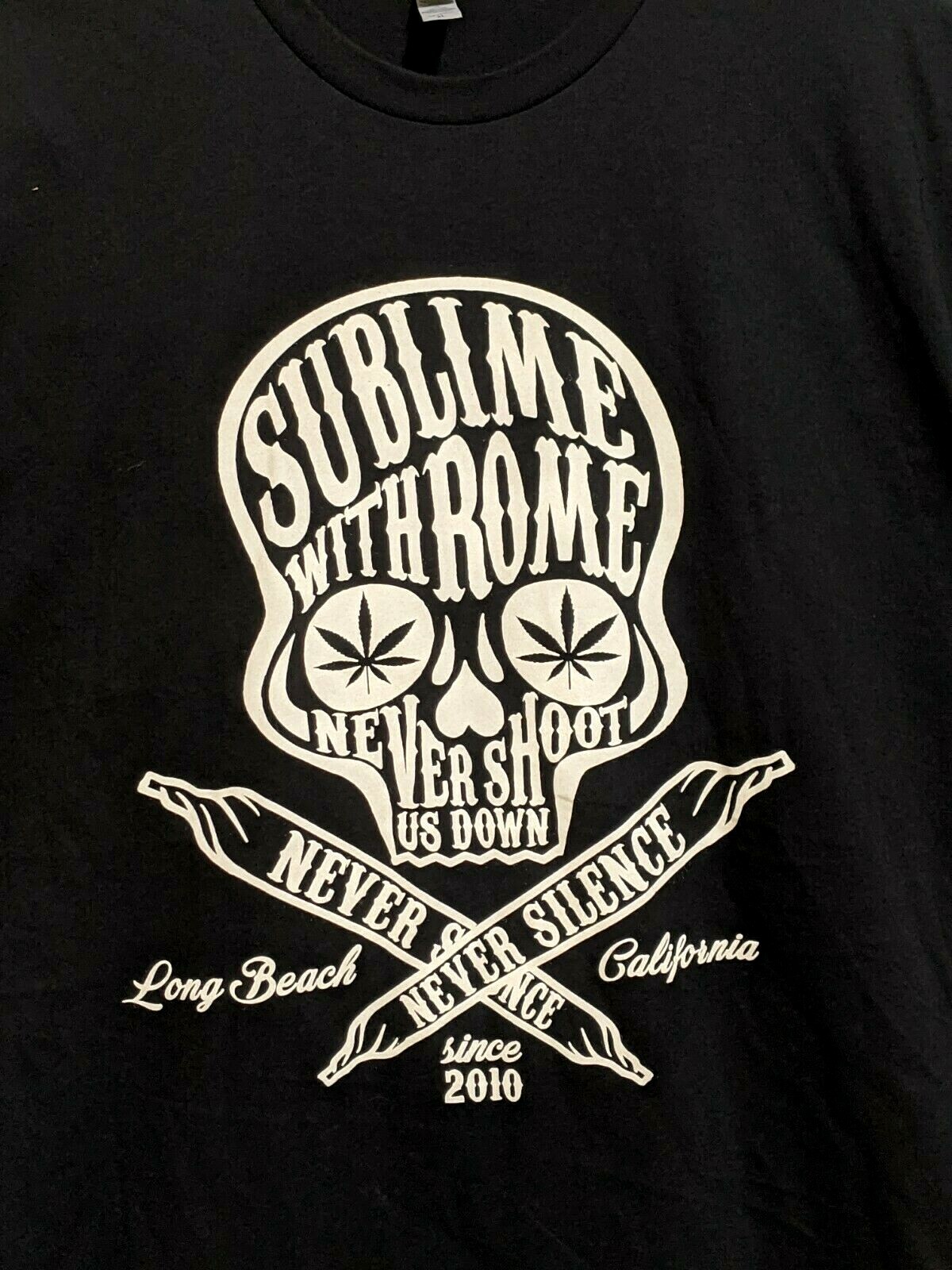 SUBLIME With Rome Skull Logo Graphic T-Shirt Black XL Concert Tour Never Silence