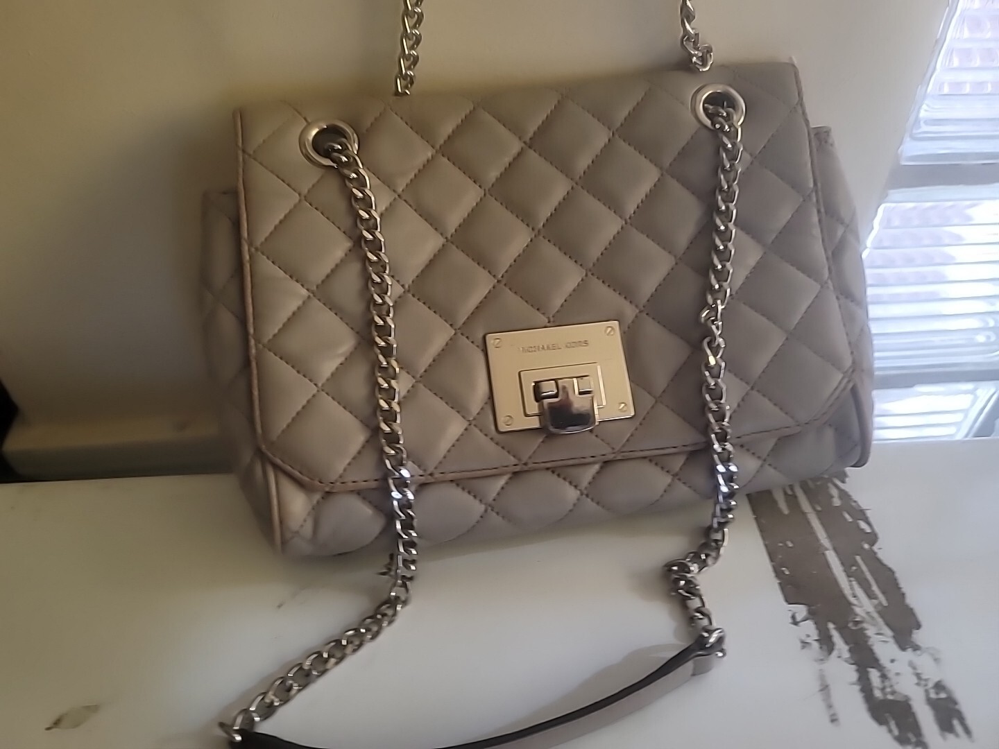 Michael Kors Pink Quilted Sloan Leather Purse GUC 10x7x3