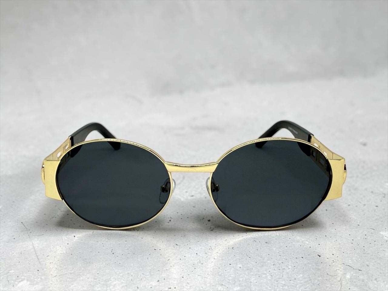 Classic Retro Hardcore Hip Hop Rapper Pimp SUNGLASSES Oval Gold Frame Dark Lens