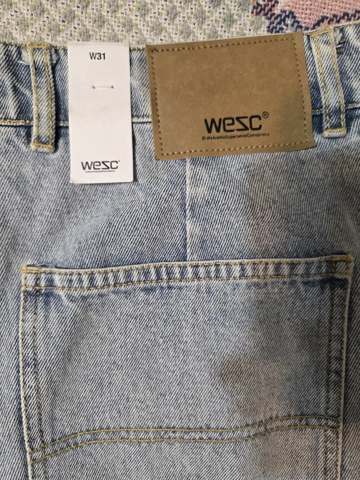 Wesc Light Wash Unisex/Men’s Carpenter Denim Shorts 32×9 NWT