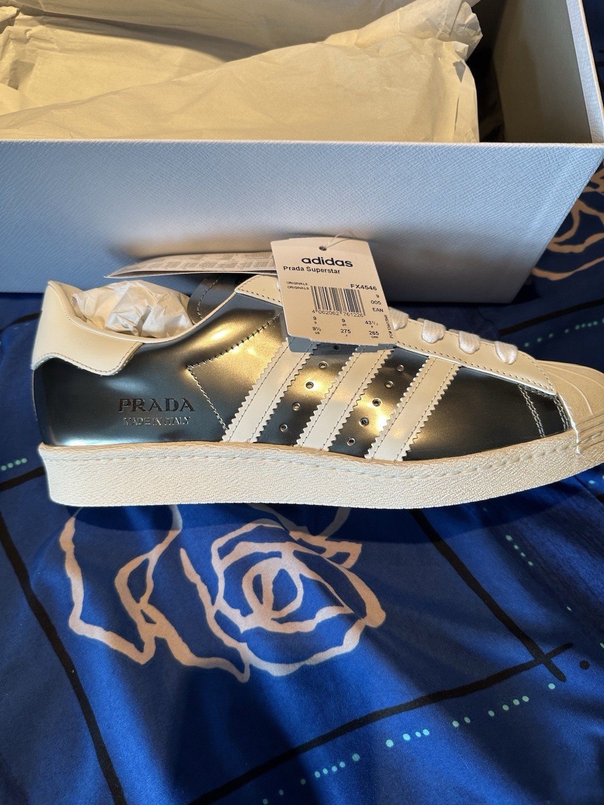 Adidas Superstar Prada Silver New!! 43 1/3 UK9 US 9.5