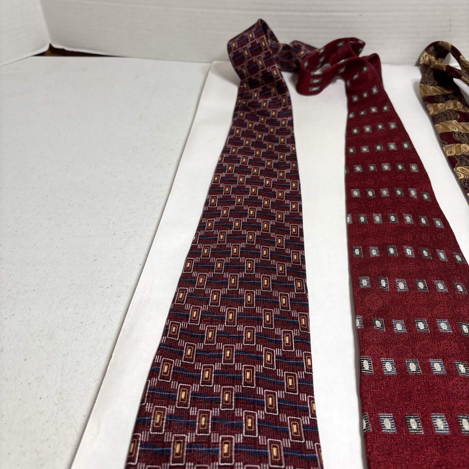 3 Joseph A Banks Ties 57- 60 Inch Classic 100% Silk Prominent Color Red