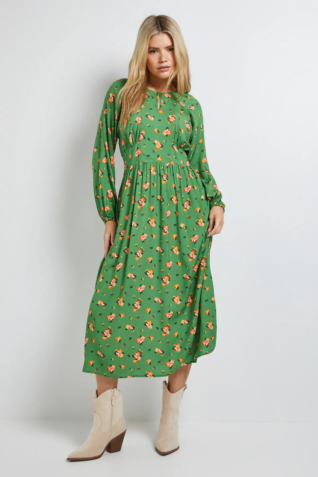 Dorothy Perkins Green Midi Dress Womens Daywear Dresses