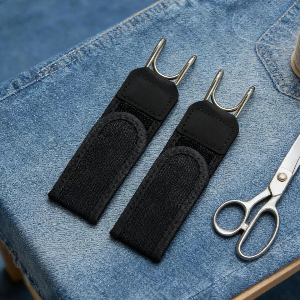 2PCS Metal Hook Elastic Belt Unisex Buckle, Less Invisible Waist Belt Closure