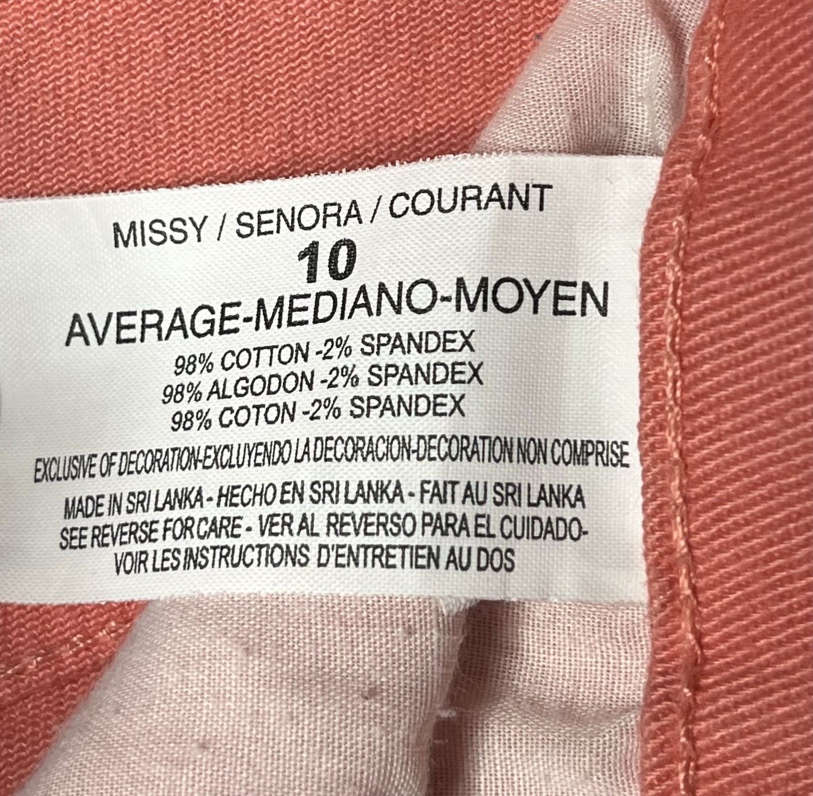 Gloria Vanderbilt Women’s Denim Jeans Amanda Size 10 Pink Made In Sri Lanka Used