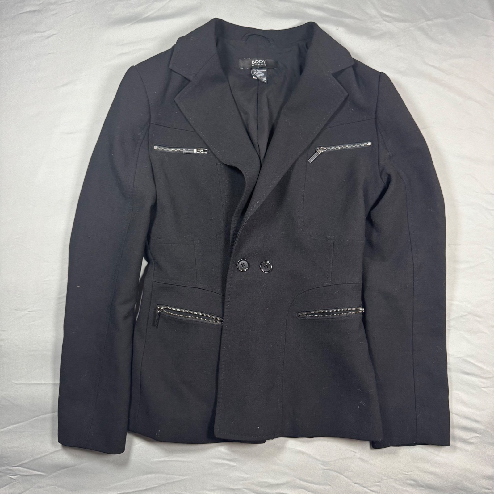 Body by Victoria Blazer Black Wool Blend Utility Womens 6 Bussiness Career