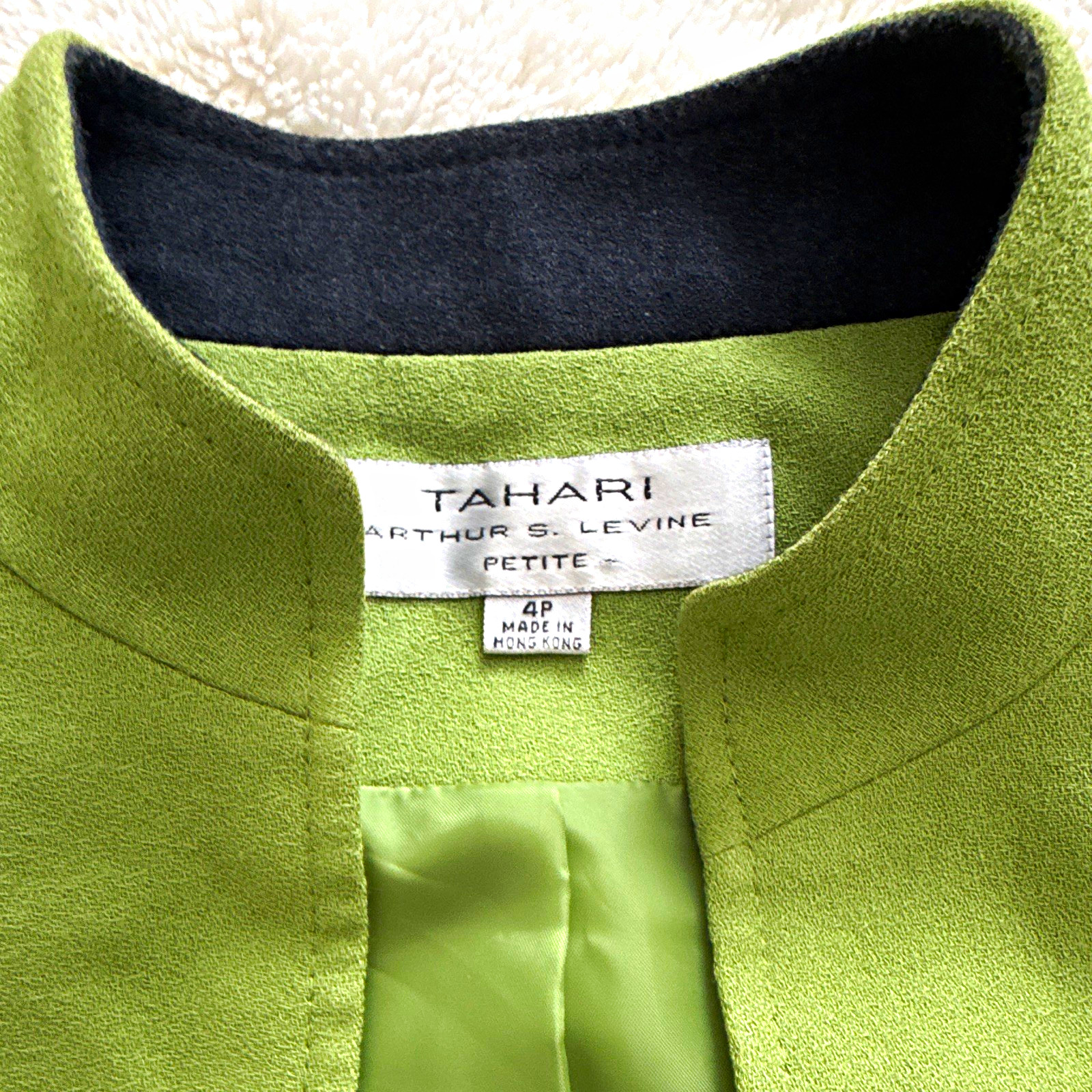 Tahari Arthur S. Levine Petites Green Basic Jacket Lined Hook & Eye 4P