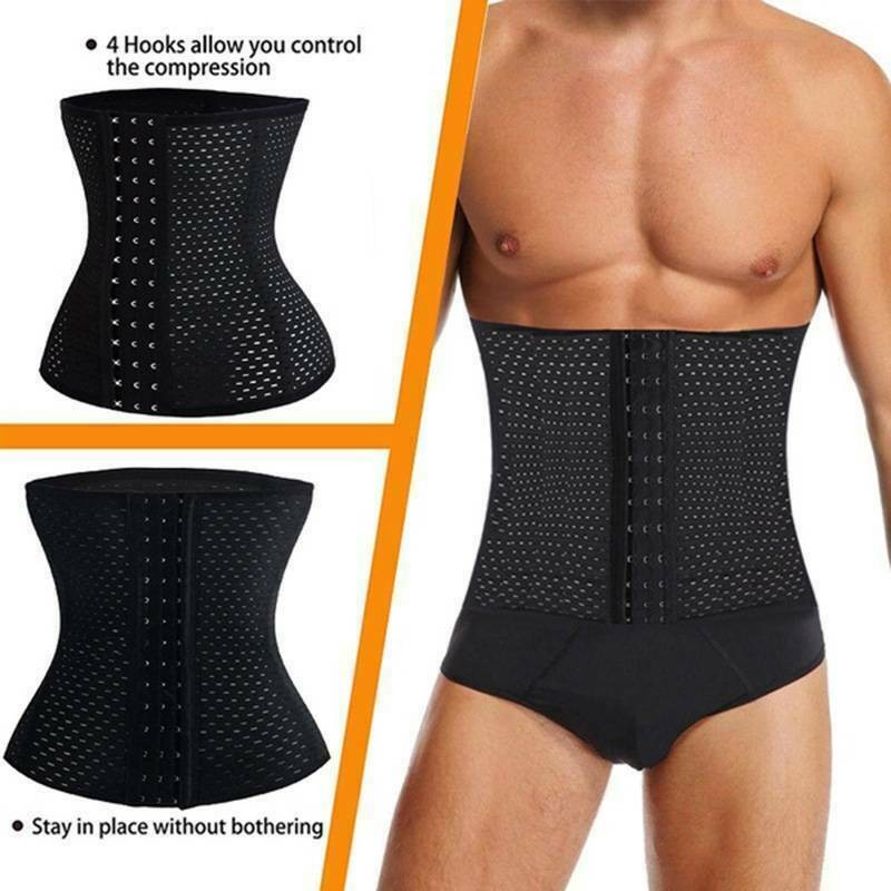 Men Breathable Slim Waist Trainer Corset Belt Fat Burner Weight Loss Body Shaper